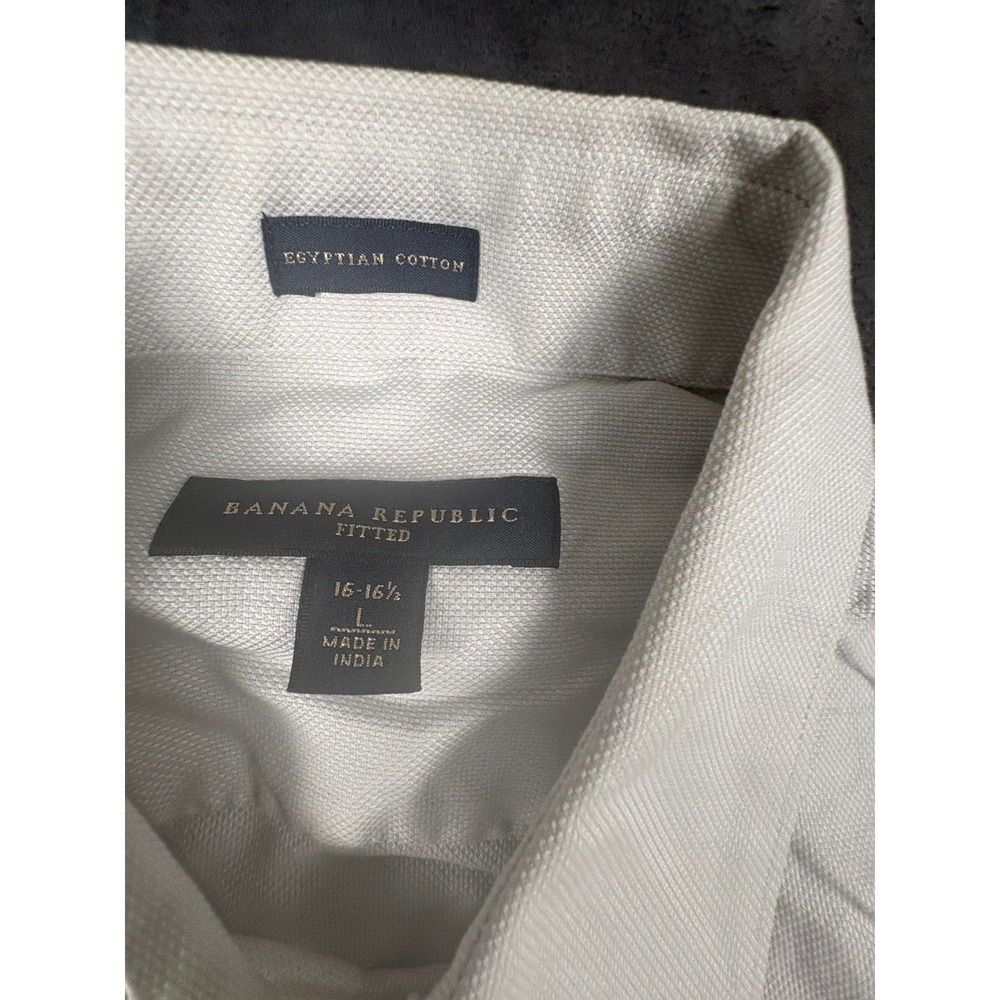 Banana Republic Dress Shirt Mens L Gray Egyptian Cotton Fitted Long Sleeve 3812 - Picture 4 of 7